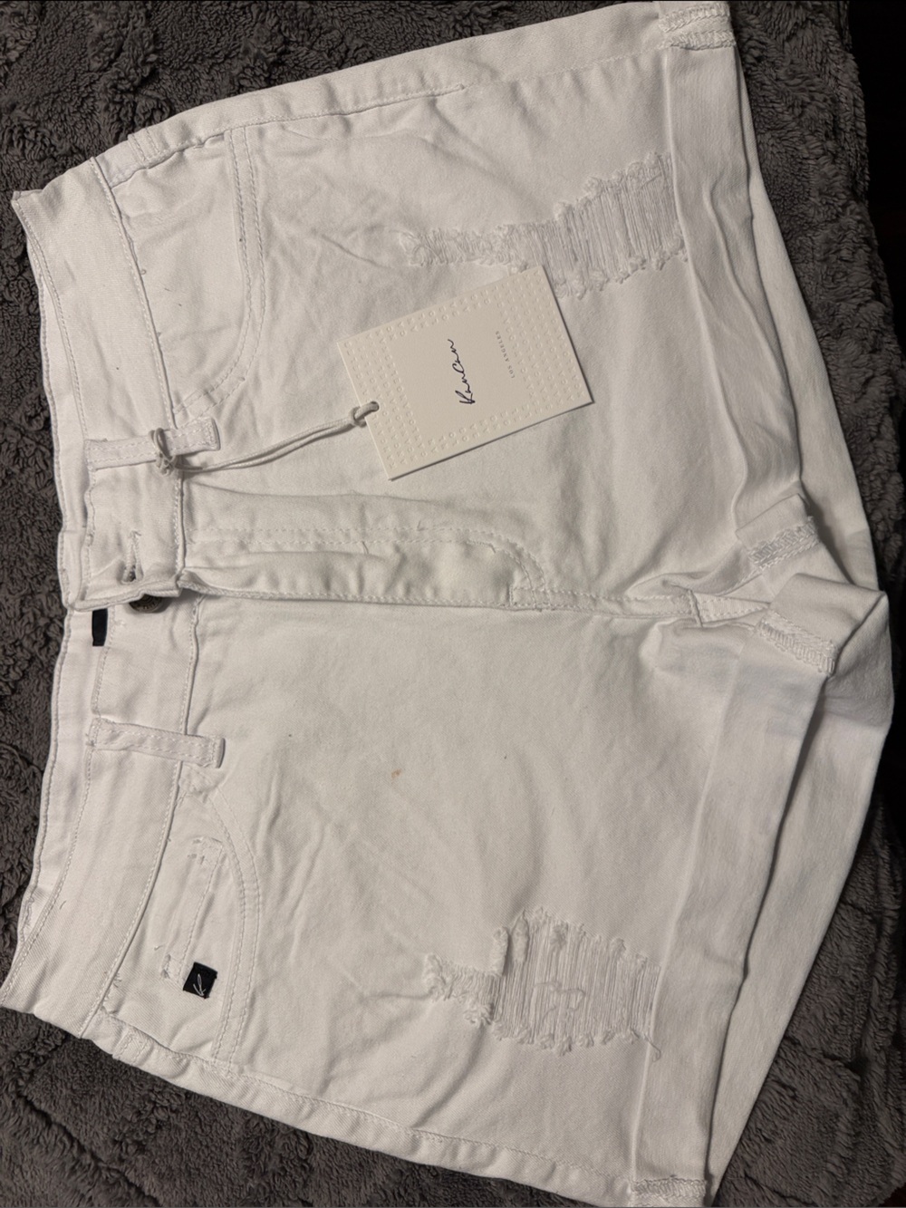KanCan White Distressed Denim Shorts